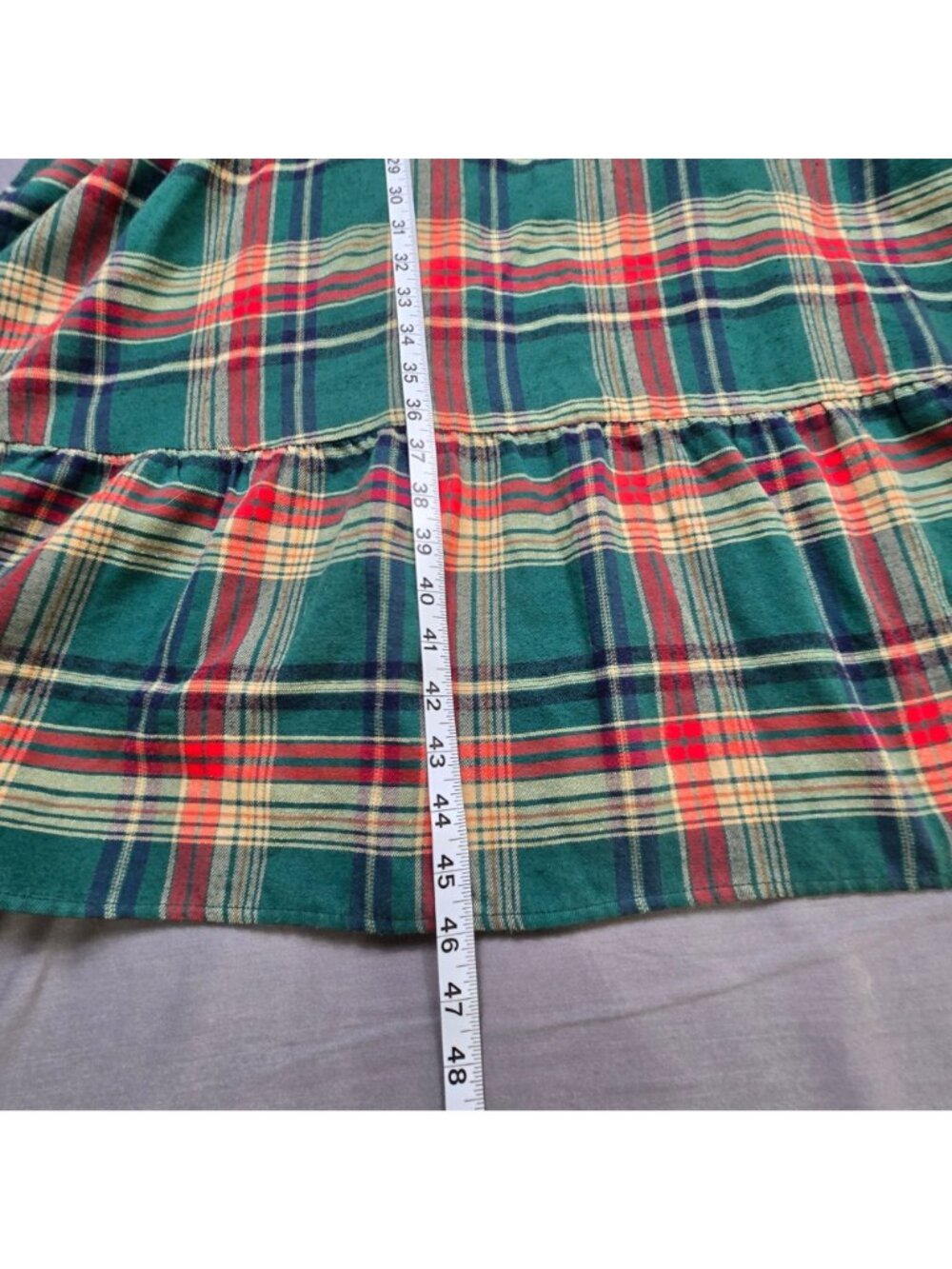 Bloomchic Size 22 24 Plaid Flannel V Neck Belted Long Sleeve Tiered Midi Dress - Picture 6 of 7